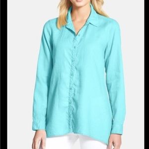Eileen Fisher Aqua Classic Collar Boxy Shirt |  PP